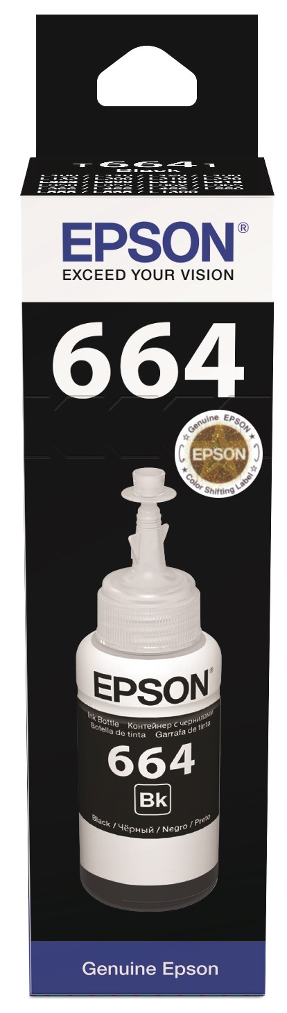 Čierny atrament EPSON T6641 Nádobka s čiernym atramentom 70 ml pre L100/ L200/ L550/ L1300/ L355/ 3651 