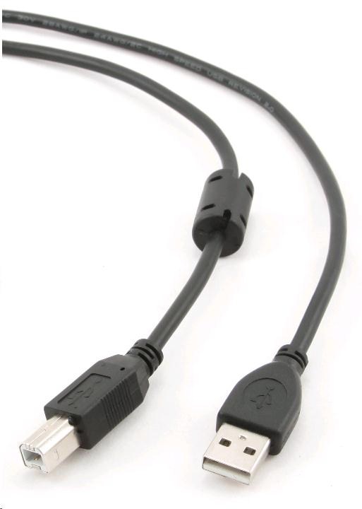 Kábel USB GEMBIRD 2.0 A-B kábel 1, 8 m Premium (čierny,  feritový,  pozlátené kontakty)0 