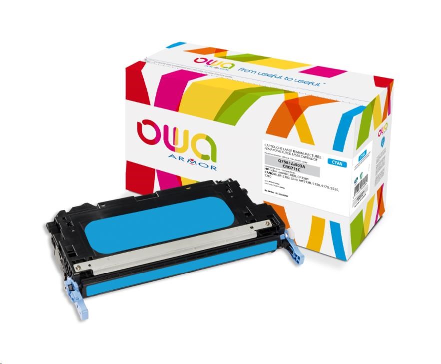 OWA Armor toner pre HP Color Laserjet 3800,  CP3505,  6000 strán,  Q7581A,  modrá/ cyan0 