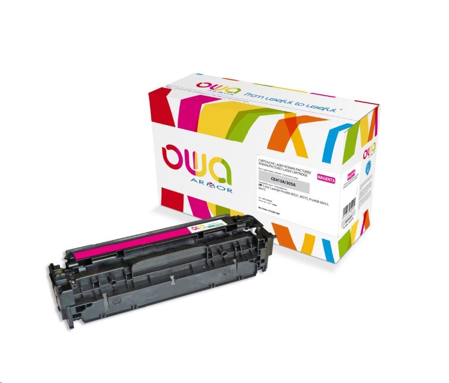 OWA Armor toner pre HP Color Laserjet Pro300 M351, M375, Pro400 M451, M475, 2600 strán, CE413A, červená/purpurová0 