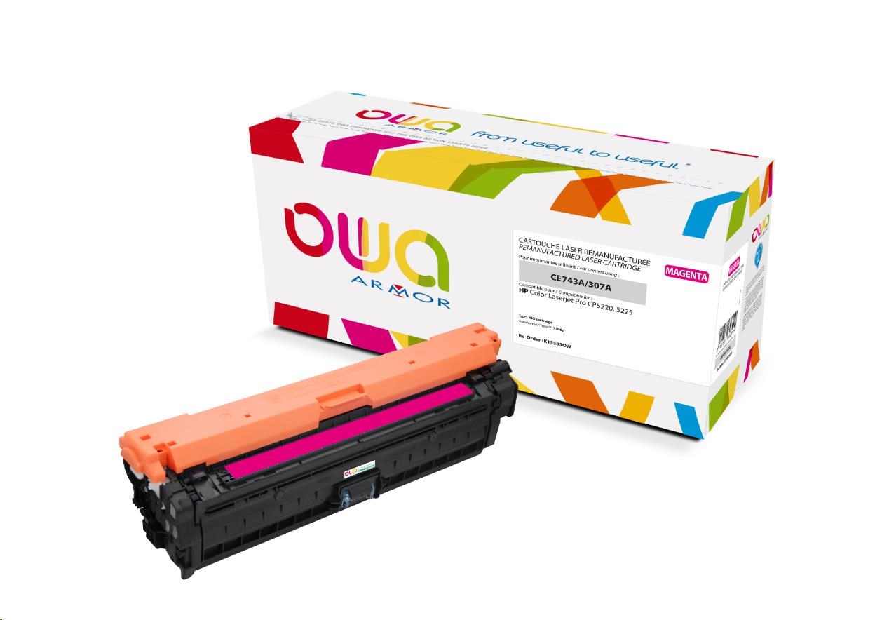 OWA Armor toner pre HP Color Laserjet CP5220,  5225,  7300 strán,  CE743A,  červená/ purpurová0 