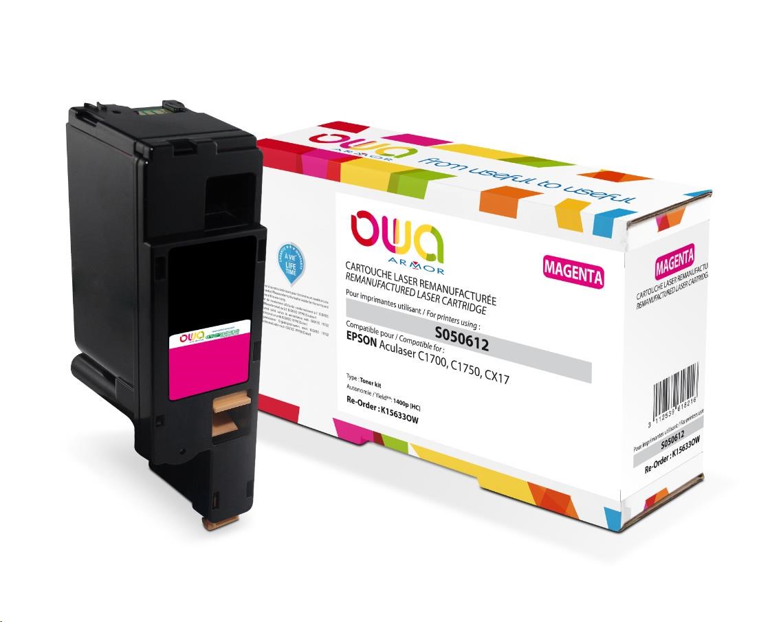 OWA Armor toner pre EPSON AL C1700,  C1750,  CX17,  1400 strán,  C13S050612,  červená/ purpurová0 