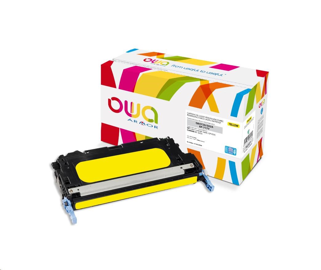 OWA Armor toner pre HP Color Laserjet 3600 CP3505, 8000 strán, Q6472A JUMBO, žltá/žltá0 