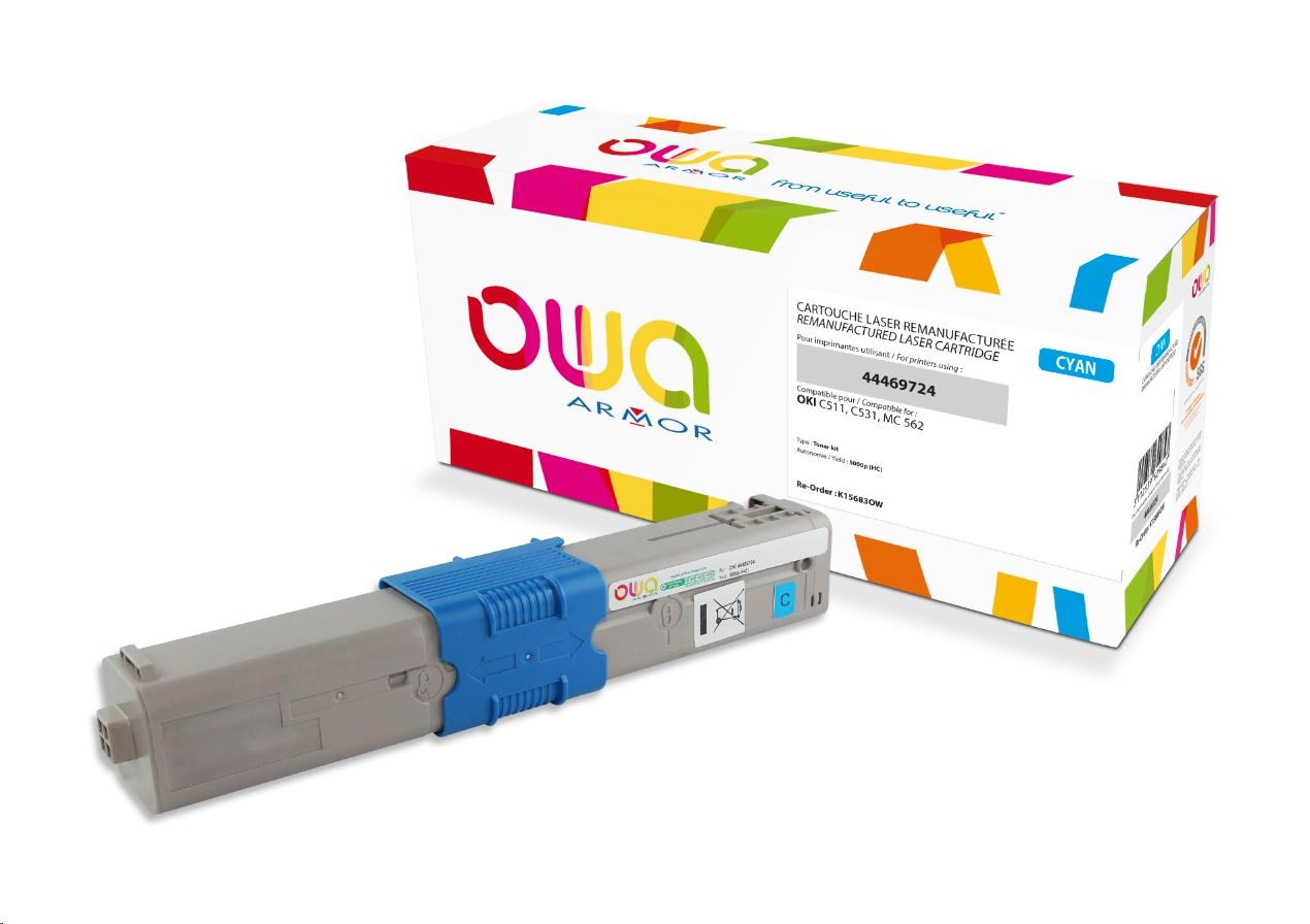 OWA Armor toner pre OKI C511,  C531,  MC 562,  5000 strán,  44469724,  modrá/ kyanová0 