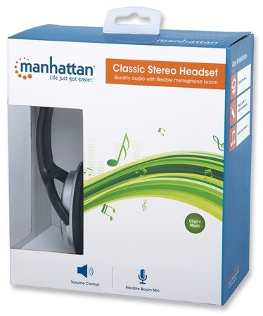 MANHATTAN Sluchátka s mikrofonem Classic Stereo Headset3 