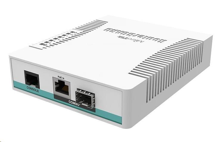 MikroTik Cloud Router Switch CRS106-1C-5S,  400MHz CPU,  128MB RAM, 1xGLAN/ SFP,  5xSFP slot,  vrátane. Licencia L51 