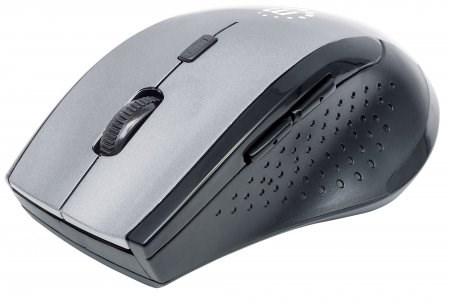 MANHATTAN Mouse Curve,  USB,  optická,  bezdrôtová,  5 tlačidiel,  1600 dpi,  sivo-čierna0 