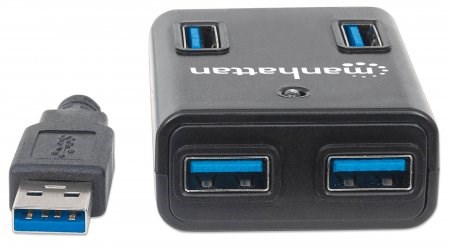 MANHATTAN USB 3.0 Rozbočovač,  4 porty,  napájanie AC/ Bus3 