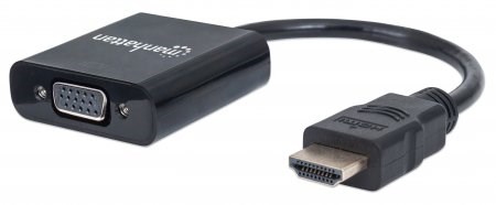 MANHATTAN Prevodník HDMI na VGA (HDMI samec na VGA samica,  čierny,  Polybag)1 