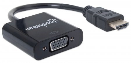 MANHATTAN Prevodník HDMI na VGA (HDMI samec na VGA samica,  čierny,  Polybag)4 