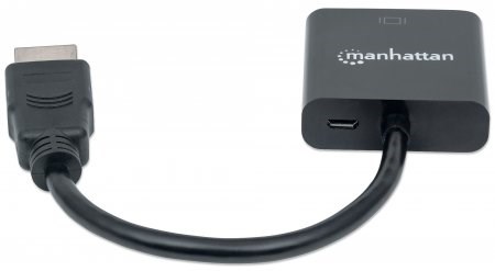 MANHATTAN Prevodník HDMI na VGA (HDMI samec na VGA samica,  čierny,  Polybag)0 