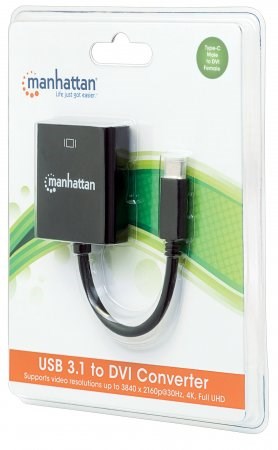 Prevodník MANHATTAN z USB 3.1 na DVI (typ C samec na DVI samica,  čierna)1 