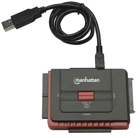 Adaptér MANHATTAN USB na SATA/ IDE (3-v-1 s jednodotykovým zálohovaním)0 