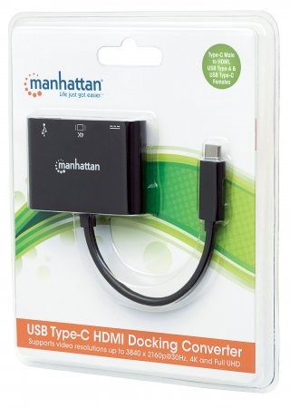 Multifunkčný prevodník MANHATTAN z USB 3.1 samec typu C na HDMI,  USB 3.0 A a USB C Samice4 