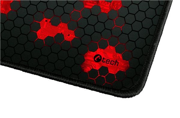 C-TECH herná podložka pod myš ANTHEA CYBER RED,  320x270x4mm,  obšité okraje2 