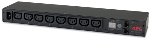 APC Rack PDU,  meraná,  1U,  12A/ 208V,  10A/ 230V,  (8)C13,  IEC-320 C14 2m0 