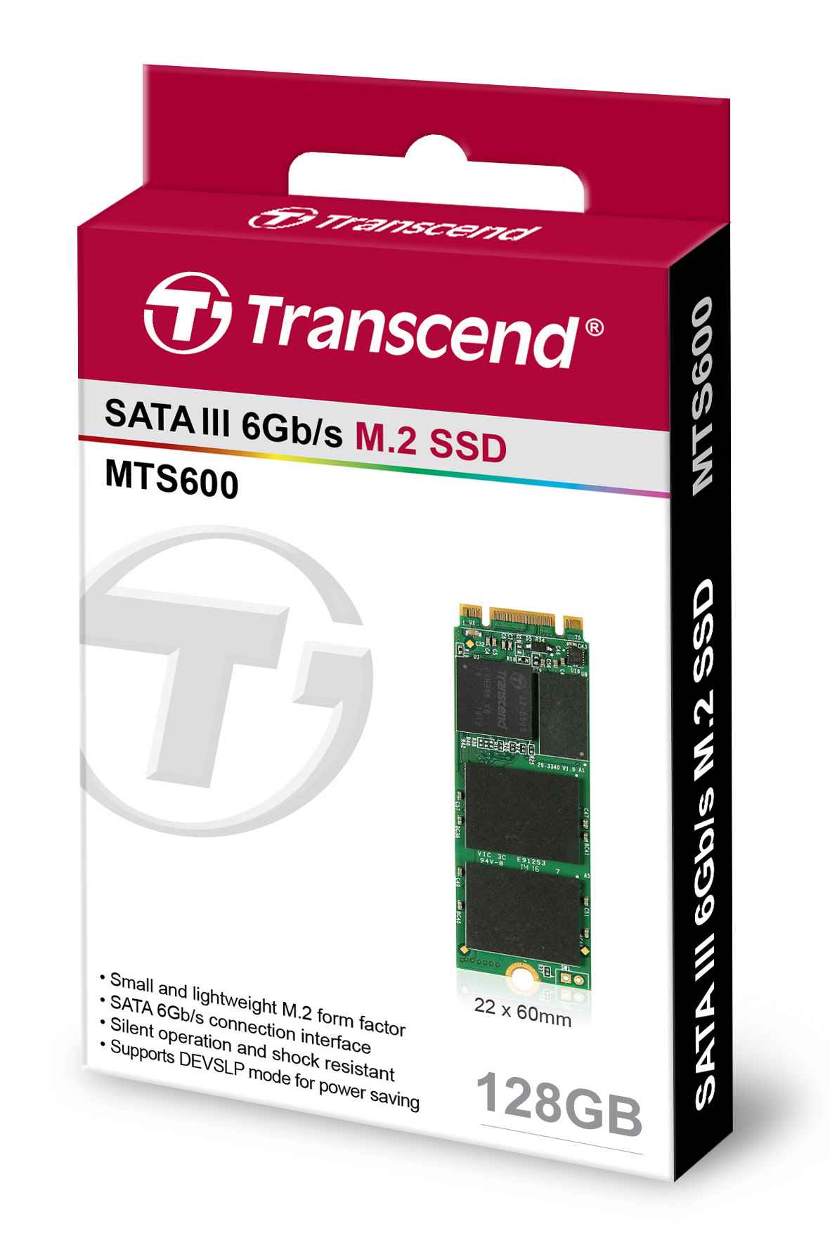 TRANSCEND Industrial SSD MTS600S 128GB,  M.2 2260,  SATA III 6 Gb/ s,  MLC0 