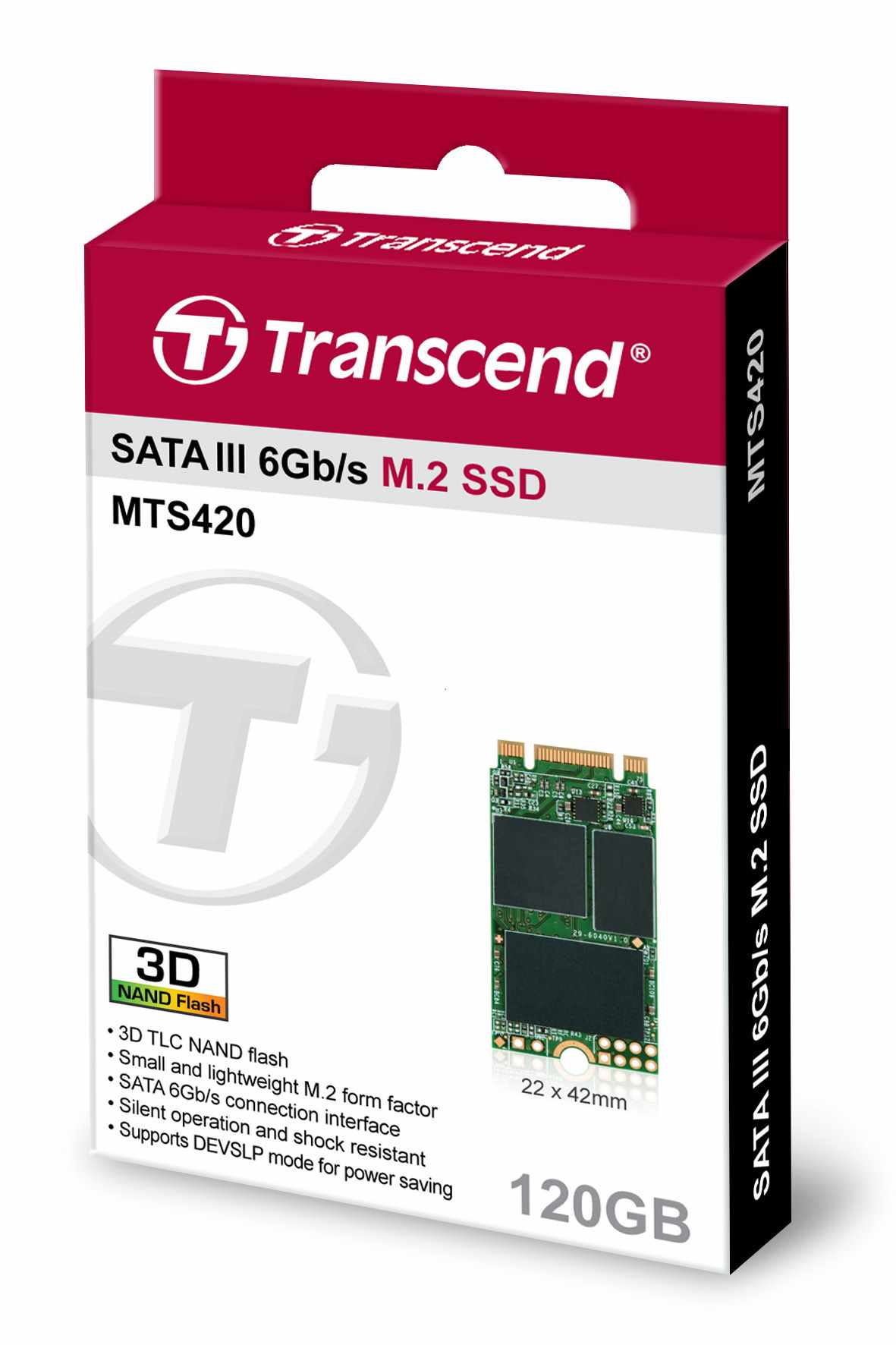 TRANSCEND Industrial SSD MTS420 120GB,  M.2 2242,  SATA III 6 Gb/ s,  TLC7 