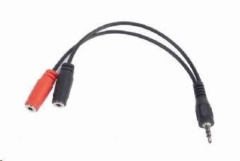 Kábel CABLEXPERT rozdvojka jack 3, 5 mm (4 pólový) na 2x3, 5mm M/ F, 20cm, čierny