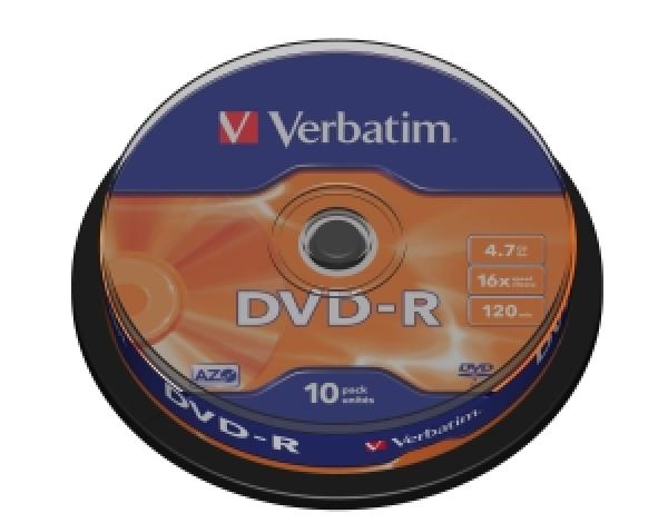 VERBATIM DVD-R(10-Pack)Spindl/ MattSlvr/ 16x/ 4.7GB