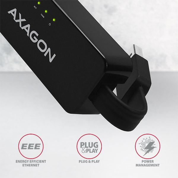 AXAGON ADE-XR, USB 2.0 - Fast Ethernet sieťová karta, auto inštal, čierna0