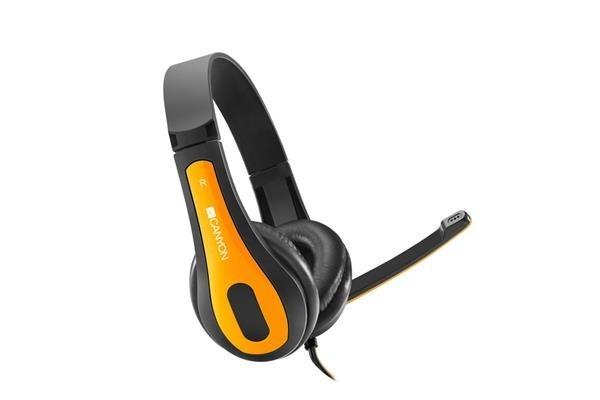 Canyon CNS-CHSC1BY, PC Headset, slúchadla s mikrofónom, 1 x 3.5mm jack komb., ovládanie na kábli, 2 m, čierno-žlté