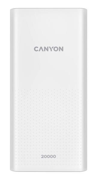 Canyon CNE-CPB2001W Powerbank, polymérová, 20.000 mAh, 2 x vstup (Micro-USB + USB-C), 2 x  výstup USB-A, 6 úrovní ochran
