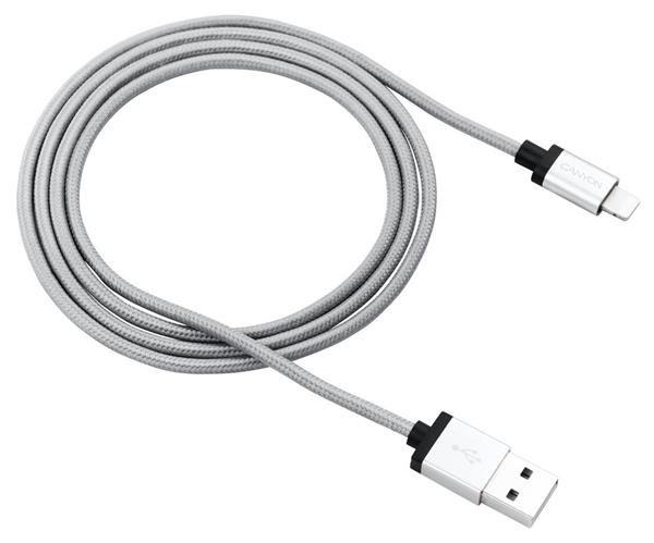 Canyon MFI-3, 1m prémiový opletený kábel Lightning/USB, MFI schválený Apple, tmavo-šedý