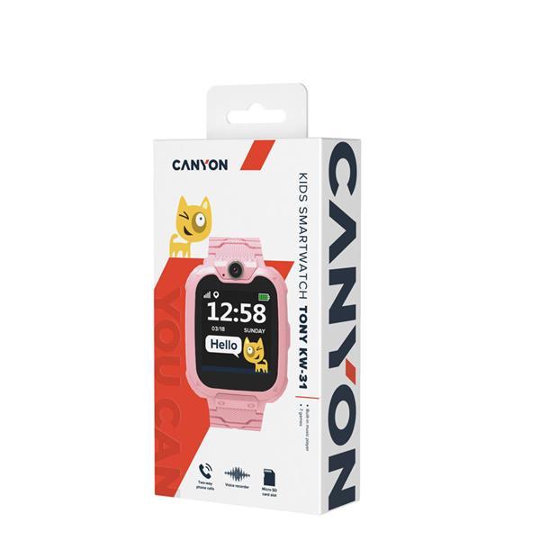 Canyon KW-31, Tony, smart hodinky pre deti, farebný displej 1.54´´, GSM volania, prijímanie SMS, microSD, prehrávač h5