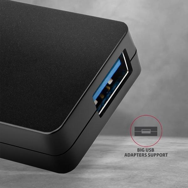 AXAGON HUE-G1A, 4x USB 3.2 Gen 1 SLIM hub, kábel Type-A 14cm napevno3