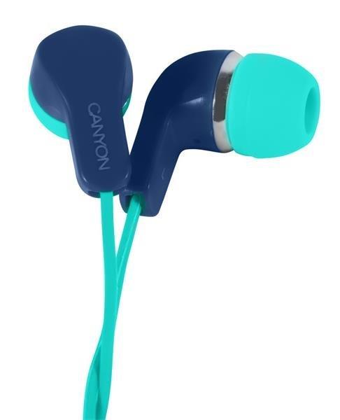 Canyon CNS-CEPM02GBL slúchadlá do uší, pre smartfóny, integrovaný mikrofón a ovládanie, zeleno-modré