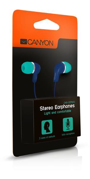 Canyon EPM-02, slúchadlá do uší, pre smartfóny, integrovaný mikrofón a ovládanie, zeleno-modré2