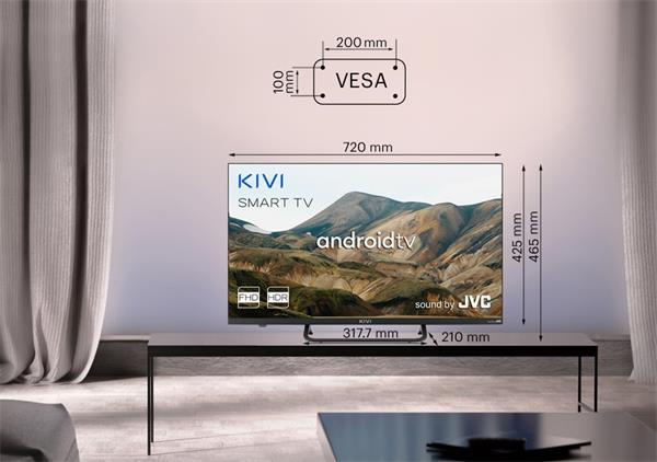 TV KIVI TV 32F740LB, 32" Google Android TV 9, HDR10, DVB-T2, DVB2