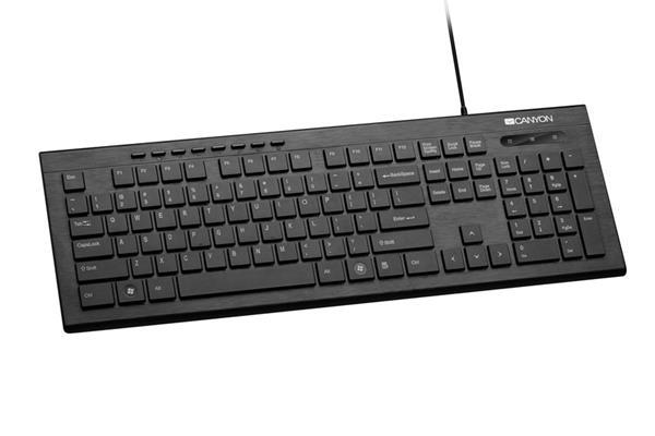 Canyon CNS-HKB2-CS klávesnica, USB, multimediálna, 105 klávesov, biele bočné podsvietenie, štíhla, čierna, SK/CZ