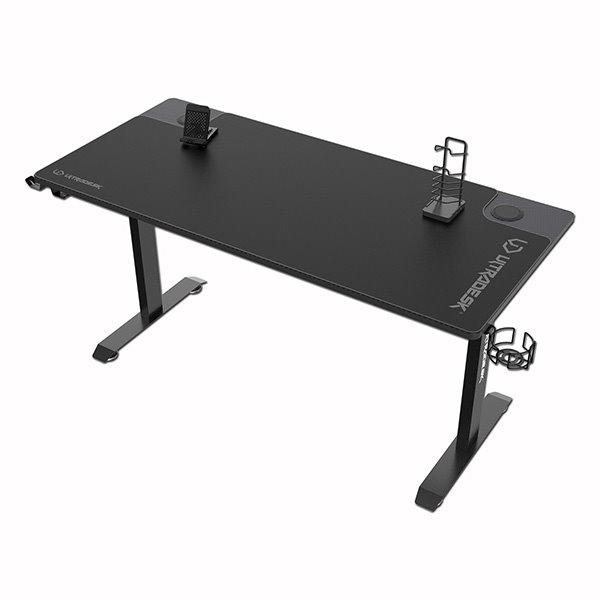 ULTRADESK Herný stôl MOMENTUM - Black, 152,5x70 cm, 75,5 cm, s XXL podložkou pod myš, držiak slúchadiel, nápojov
