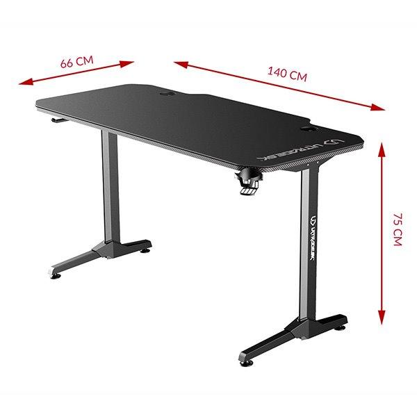 ULTRADESK Herný stôl FRAG - BLACK, 140x66 cm, 76 cm, s XXL podložkou pod myš, s ultradesk BEAM, držiak slúchadiel3