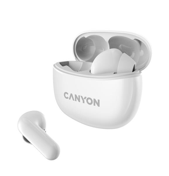 Canyon TWS-5, True Wireless Bluetooth slúchadlá do uší, USB-C nabíjanie, nabíjacia stanica v kazete, biele4