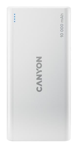 Canyon PB-108, Powerbank, Li-Pol, 10.000 mAh, Vstup: 1x Micro-USB, 1x Lightning, Výstup: 2x USB-A, biela