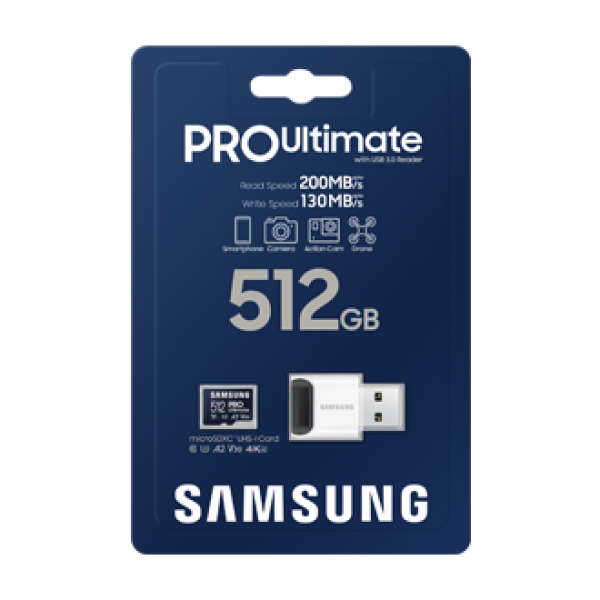 Samsung PRO Ultimate/ micro SDXC/ 512GB/ 200MBps/ UHS-I U3 / Class 10/ + Adaptér/ Modrá2