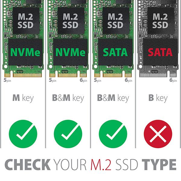 AXAGON EEM2-SB2, USB-C 3.2 Gen 2 - M.2 NVMe & SATA SSD kovový RAW box, bezskrutkový, čierny21