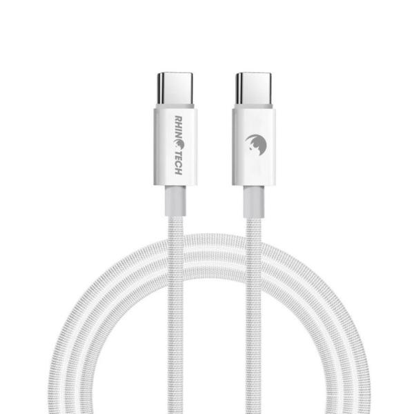 RhinoTech kabel s nylonovým opletem USB-C na USB-C 60W 1M bílá1