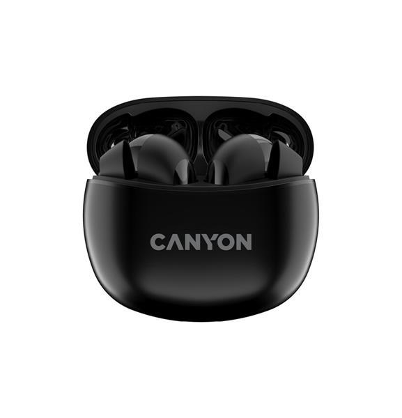 Canyon TWS-5, True Wireless Bluetooth slúchadlá do uší, USB-C nabíjanie, nabíjacia stanica v kazete, čierne1