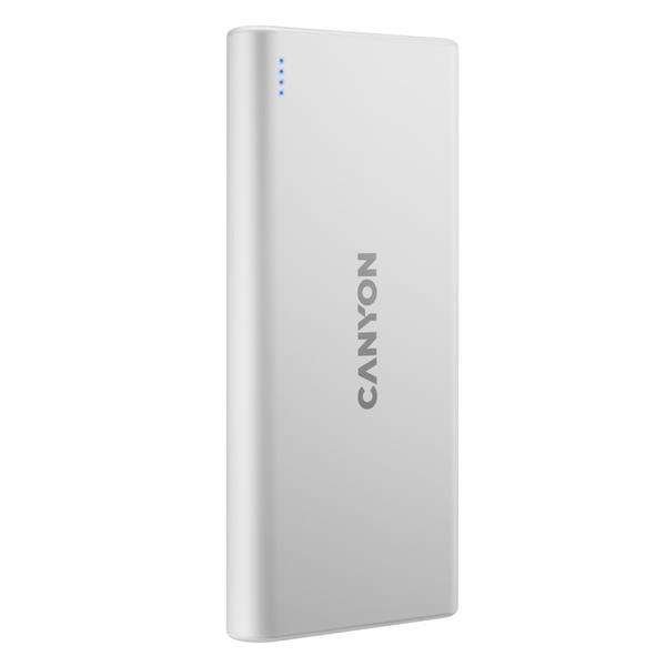 Canyon PB-106, Powerbank, Li-Pol, 10.000 mAh, Vstup: 1x Micro-USB, 1x USB-C, Výstup: 2x USB-A, biela3