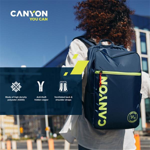 Canyon CSZ-02, batoh na notebook - palubovka, do veľkosti 15,6&quot;,  mechanizmus proti zlodejom, 20l, modrý12