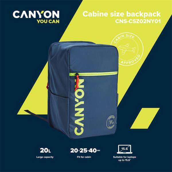 Canyon CSZ-02, batoh na notebook - palubovka, do veľkosti 15,6&quot;,  mechanizmus proti zlodejom, 20l, modrý13