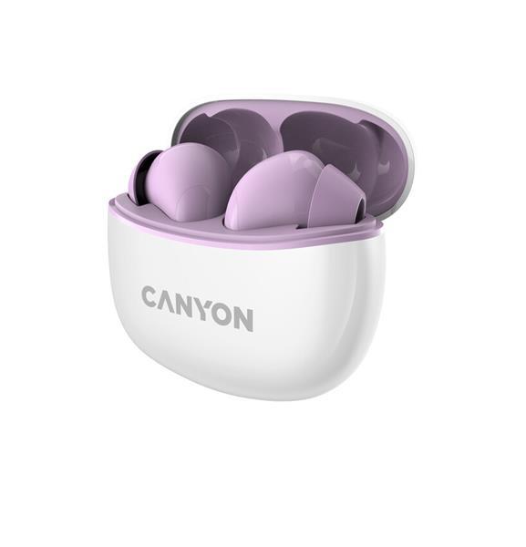 Canyon TWS-5 True Wireless Bluetooth slúchadlá do uší, nabíjacia stanica v kazete, fialové