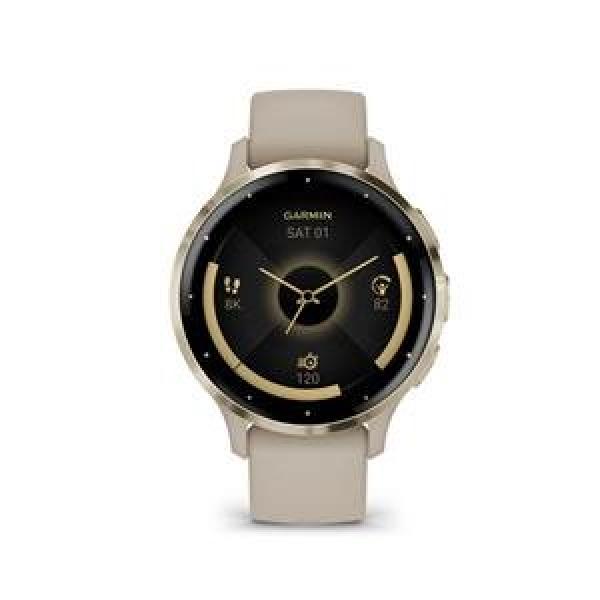 Garmin Venu® 3S,  Nerezová luneta Soft Gold,  pouzdro French Gray,  silikonový řemínek