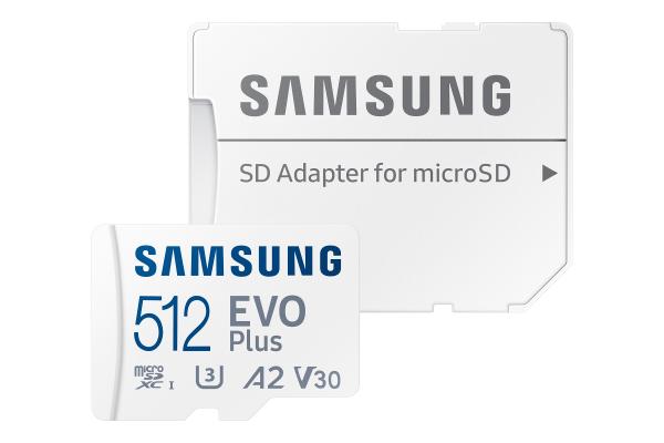 Samsung EVO Plus/ micro SDXC/ 512GB/ UHS-I U3 / Class 10/ + Adaptér/ Bílá