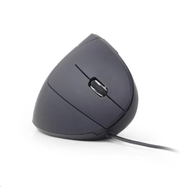 Myš GEMBIRD MUS-ERGO-01,  drôtová,  optická,  vertikálna,  1200-3200 dpi,  USB,  čierna1