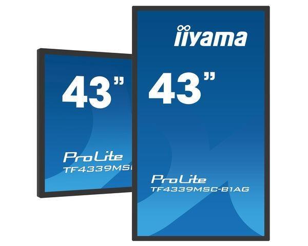 43" iiyama TF4339MSC-B1AG: AMVA, FullHD, capacitive, 12P, 400cd/ m2, VGA, HDMI, DP, 24/ 7, IP54, čierny